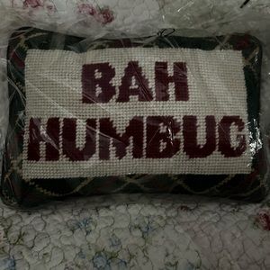 Needlepoint Bah Humbug Pillow -  Never Used